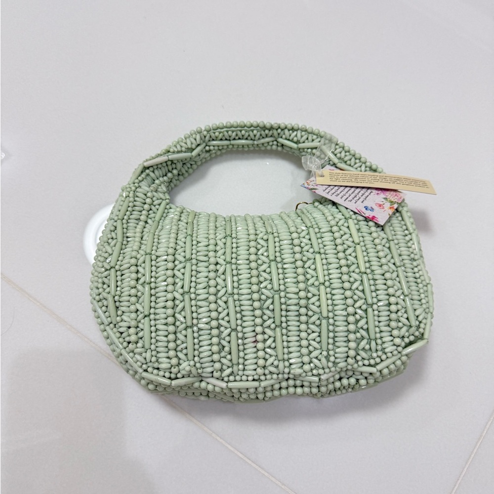 Made in India Mint Beaded bag